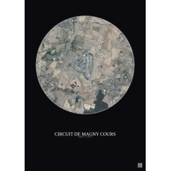 Affiche Circuit De Magny Cours – Poster vue satellite 2.5km Couleur | Gravura – Fond foncé