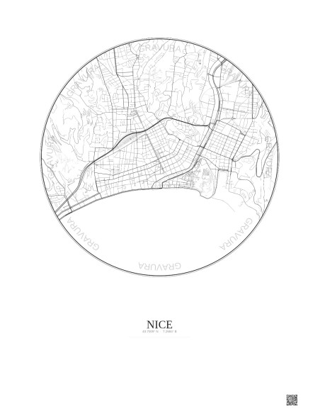 Nice City Map Poster 2.5km | Gravura – Light background