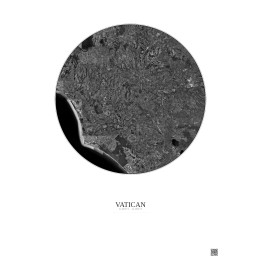 Affiche Vatican – Poster vue satellite 30km N&B | Gravura – Fond