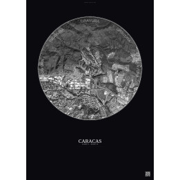 Affiche Caracas – Poster vue satellite 2.5km N&B | Gravura – Fon