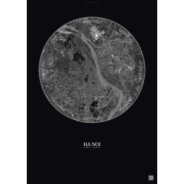 Affiche Ha Noi – Poster vue satellite 10km N&B | Gravura – Fond 