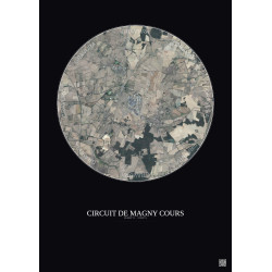 Affiche Circuit De Magny Cours – Poster vue satellite 5km Couleur | Gravura – Fond foncé