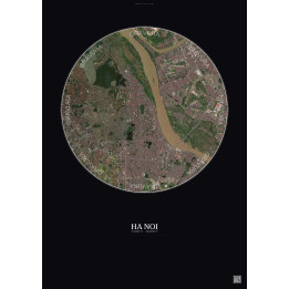 Ha Noi Satellite View Poster 6km Color | Gravura – Dark backgrou