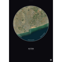 Affiche Accra – Poster vue satellite 6km Couleur | Gravura – Fond foncé