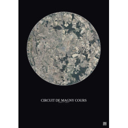 Affiche Circuit De Magny Cours – Poster vue satellite 10km Couleur | Gravura – Fond foncé