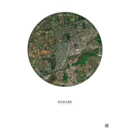Harare Satellite View Poster 2.5km Color | Gravura – Light backg