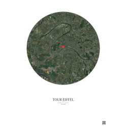 Paris - Vue satellite personnalisée 15 km · Couleur · Fond clair