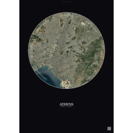 Affiche Athens – Poster vue satellite 10km Couleur | Gravura – Fond foncé