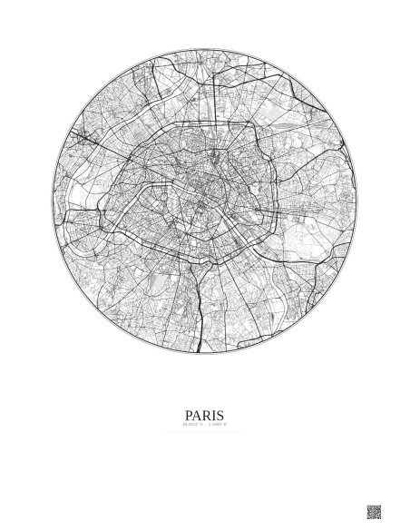 Affiche Paris – Poster carte de ville 10km | Gravura – Fond clair
