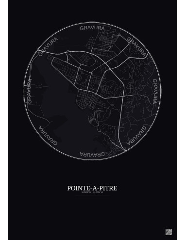 Affiche Pointe A Pitre – Poster carte de ville 2.5km | Gravura – Fond foncé