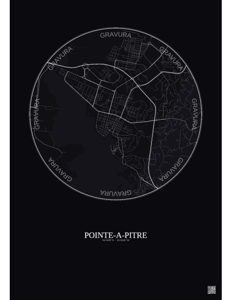 Affiche Pointe A Pitre – Poster carte de ville 2.5km | Gravura – Fond foncé