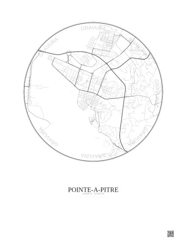 Affiche Pointe A Pitre – Poster carte de ville 2.5km | Gravura – Fond clair