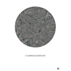Affiche Clermont Ferrand – Poster vue satellite 2.5km Couleur | Gravura – Fond clair