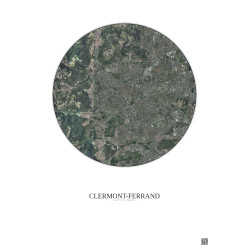 Affiche Clermont Ferrand – Poster vue satellite 5km Couleur | Gravura – Fond clair