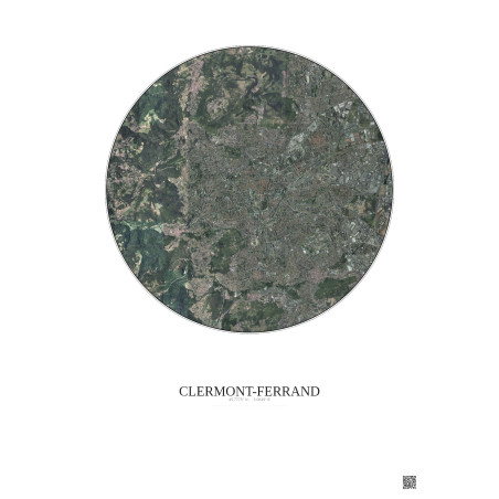 Affiche Clermont Ferrand – Poster vue satellite 5km Couleur | Gravura – Fond clair