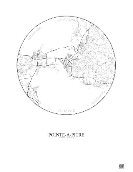 Affiche Pointe A Pitre – Poster carte de ville 10km | Gravura – Fond clair