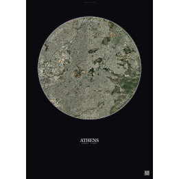 Affiche Athens – Poster vue satellite 6km Couleur | Gravura – Fond foncé