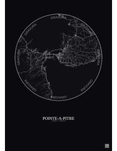 Affiche Pointe A Pitre – Poster carte de ville 20km | Gravura – Fond foncé