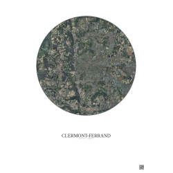 Affiche Clermont Ferrand – Poster vue satellite 10km Couleur | Gravura – Fond clair