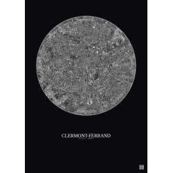 Affiche Clermont Ferrand – Poster vue satellite 2.5km N&B | Gravura – Fond foncé