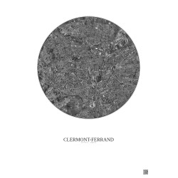 Affiche Clermont Ferrand – Poster vue satellite 2.5km N&B | Gravura – Fond clair
