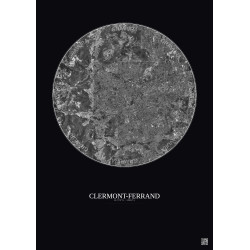 Affiche Clermont Ferrand – Poster vue satellite 5km N&B | Gravura – Fond foncé