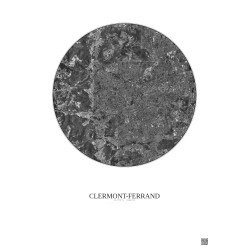 Affiche Clermont Ferrand – Poster vue satellite 5km N&B | Gravura – Fond clair