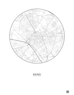 Affiche Reims – Poster carte de ville 2.5km | Gravura – Fond clair