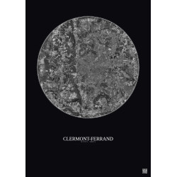 Affiche Clermont Ferrand – Poster vue satellite 10km N&B | Gravura – Fond foncé