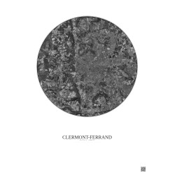 Affiche Clermont Ferrand – Poster vue satellite 10km N&B | Gravura – Fond clair