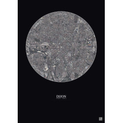 Affiche Dijon – Poster vue satellite 2.5km Couleur | Gravura – Fond foncé
