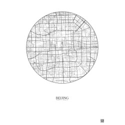 Affiche Beijing – Poster carte de ville 10km | Gravura – Fond clair