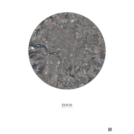 Dijon Satellite View Poster 5km Color | Gravura – Light background