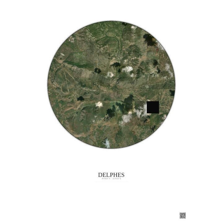 Delphes Satellite View Poster 5km Color | Gravura – Light background