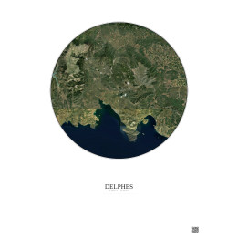 Affiche Delphes – Poster vue satellite 30km Couleur | Gravura – Fond clair