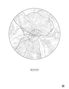 Affiche Rouen – Poster carte de ville 5km | Gravura – Fond clair 2