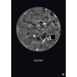 Affiche Delphes – Poster vue satellite 5km N&B | Gravura – Fond foncé