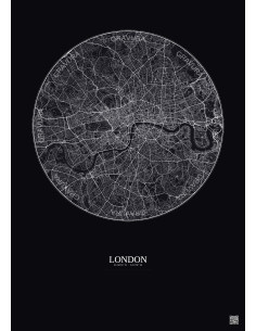 Affiche London – Poster carte de ville 10km | Gravura – Fond foncé 2