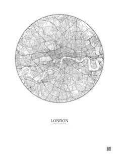 Affiche London – Poster carte de ville 10km | Gravura – Fond clair 2
