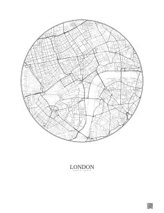 Affiche London – Poster carte de ville 2.5km | Gravura – Fond clair 2