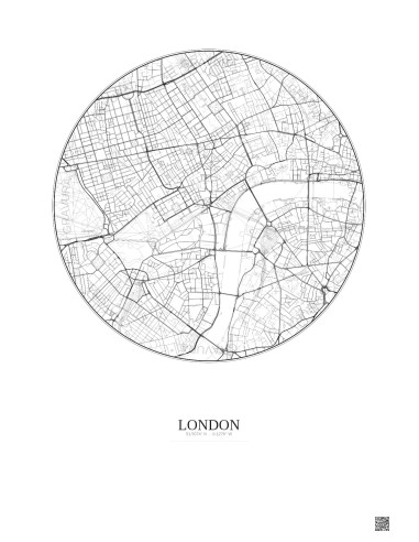 Affiche London – Poster carte de ville 2.5km | Gravura – Fond clair