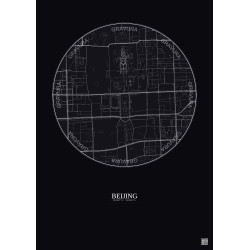 Affiche Beijing – Poster carte de ville 2.5km | Gravura – Fond foncé