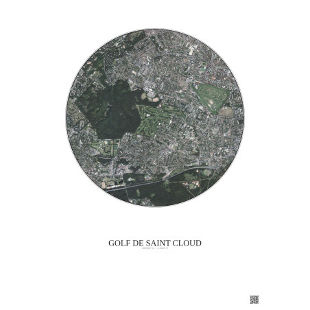 Golf De Saint Cloud Satellite View Poster 2.5km Color | Gravura – Light background
