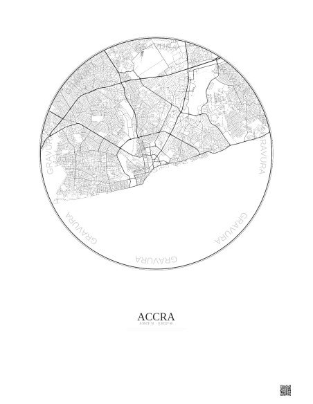 Affiche Accra – Poster carte de ville 10km | Gravura – Fond clair
