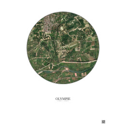 Affiche Olympie – Poster vue satellite 1km Couleur | Gravura – Fond clair