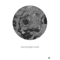 Affiche Golf De Saint Cloud – Poster vue satellite 5km N&B | Gravura – Fond clair