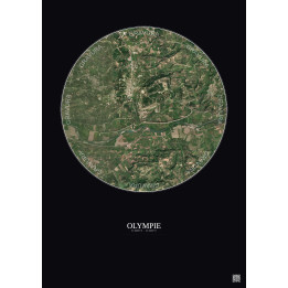 Olympie Satellite View Poster 2.5km Color | Gravura – Dark background