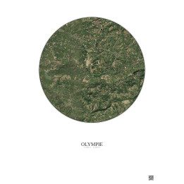 Olympie Satellite View Poster 5km Color | Gravura – Light background