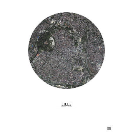 Affiche Lille – Poster vue satellite 2.5km Couleur | Gravura – Fond clair