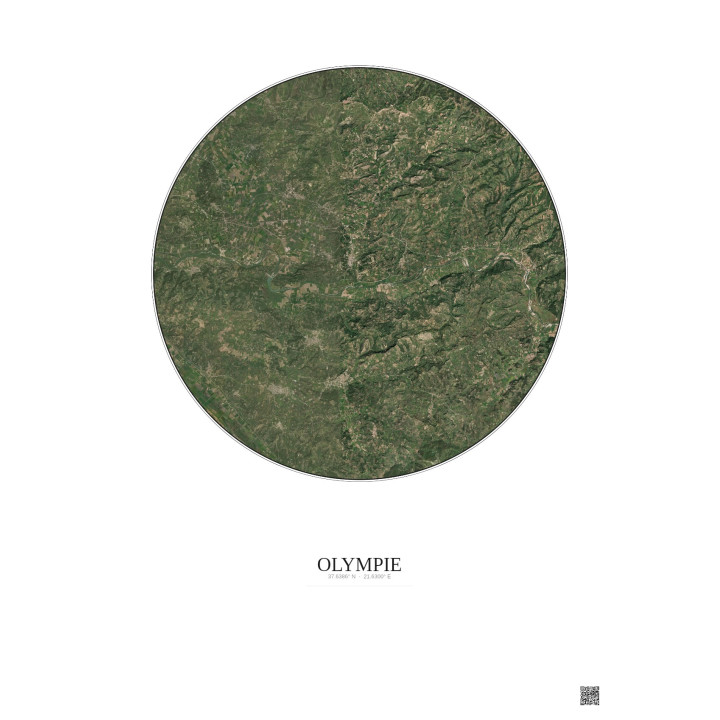 Olympie Satellite View Poster 10km Color | Gravura – Light background
